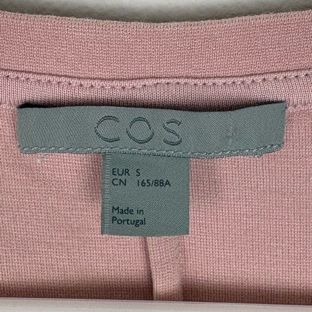 COS Cap Sleeve Tunic Dress Dusty Pink Size Small Minimalist Raw Hem Summer Chic - Picture 4 of 8